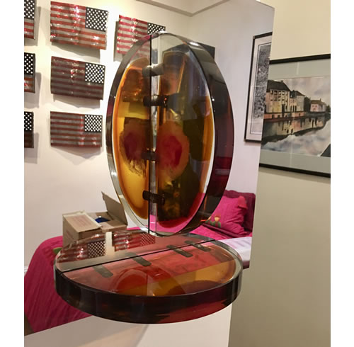 Brown Half Moon on Stainless Steel 1